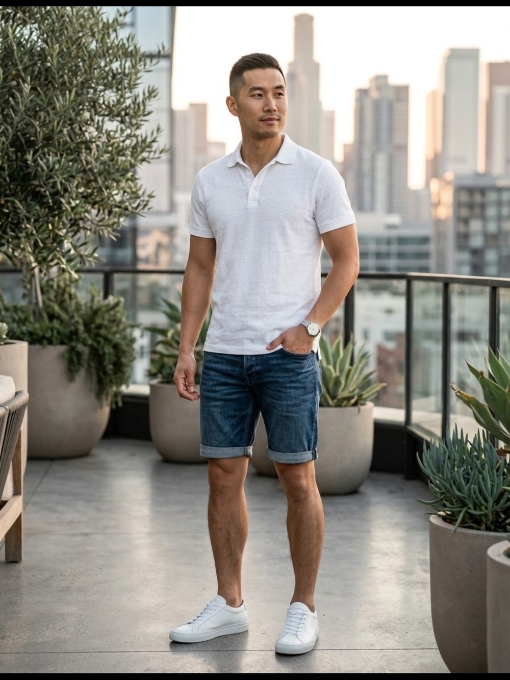 Matix Men's Mid Blue Rolled Hem Denim Shorts